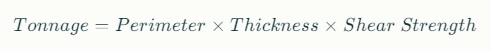 A more general formula for any piercing or trimming operation is
